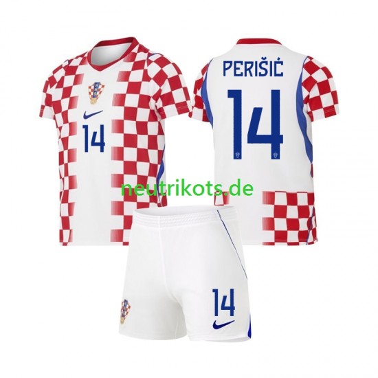 Fußballtrikot Kroatien Ivan Perisic 14 Kinder Heim World Cup 2026 Kurzarm