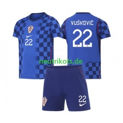 Fußballtrikot Kroatien Luka Vuskovic 22 Kinder Auswärts World Cup 2026 Kurzarm