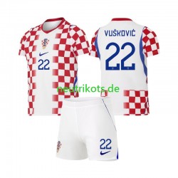 Fußballtrikot Kroatien Luka Vuskovic 22 Kinder Heim World Cup 2026 Kurzarm