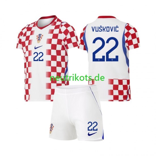 Fußballtrikot Kroatien Luka Vuskovic 22 Kinder Heim World Cup 2026 Kurzarm