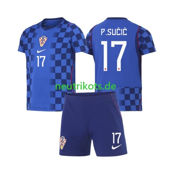 Fußballtrikot Kroatien Petar Sucic 17 Kinder Auswärts World Cup 2026 Kurzarm