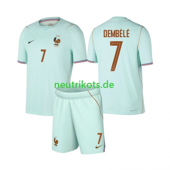 Fußballtrikot Frankreich Ousmane Dembele 7 Kinder Auswärts World Cup 2026 Kurzarm
