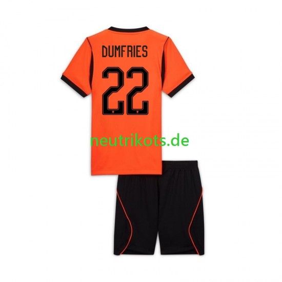 Fußballtrikot Niederlande Denzel Dumfries 22 Kinder Heim World Cup 2026 Kurzarm