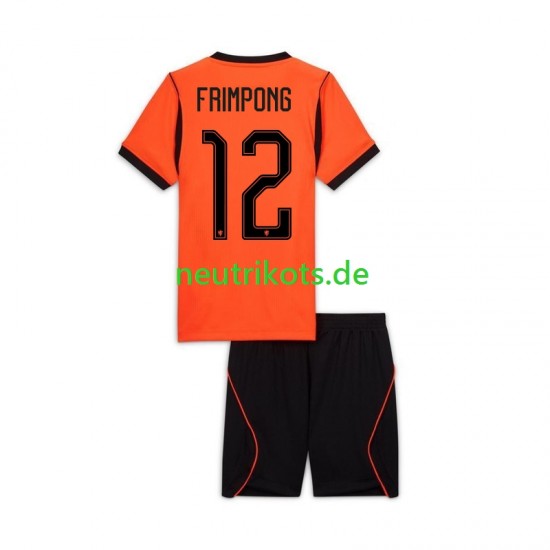 Fußballtrikot Niederlande Jeremie Frimpong 12 Kinder Heim World Cup 2026 Kurzarm