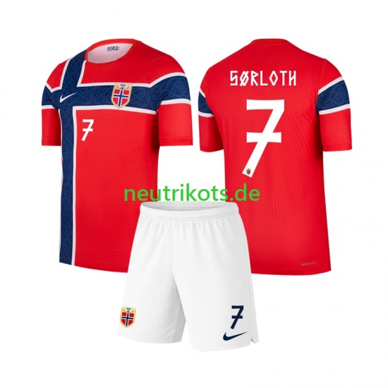 Fußballtrikot Norwegen Alexander Sorloth 7 Kinder Heim World Cup 2026 Kurzarm