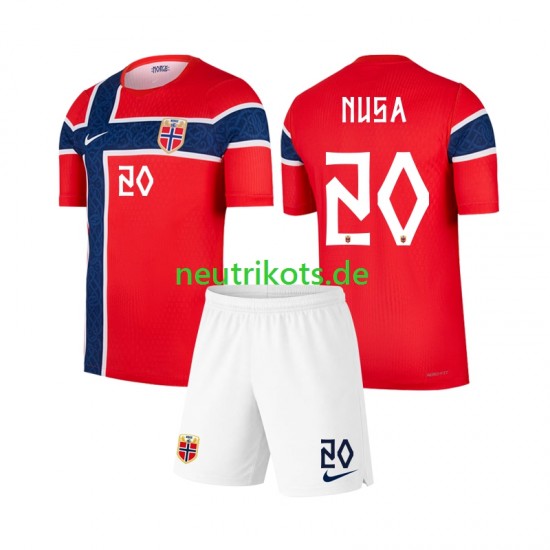 Fußballtrikot Norwegen Antonio Nusa 20 Kinder Heim World Cup 2026 Kurzarm