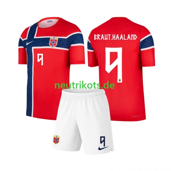 Fußballtrikot Norwegen Erling Haaland 9 Kinder Heim World Cup 2026 Kurzarm