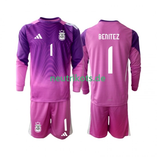 Fußballtrikot Argentinien Walter Daniel Benitez 1 Torwart Kinder Heim 2025 Langarm