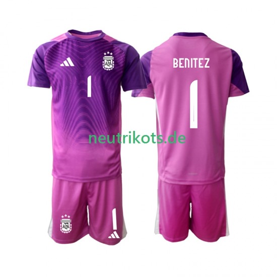 Fußballtrikot Argentinien Walter Daniel Benitez 1 Torwart Kinder Heim 2025 Kurzarm