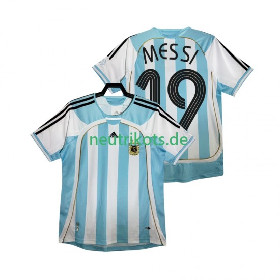 Fußballtrikot Argentinien MESSI 19 Retro Herren Heim 2006 Kurzarm