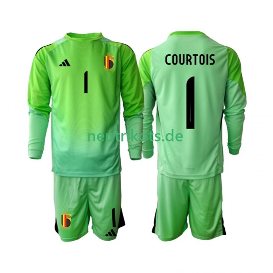 Fußballtrikot Belgien Thibaut Courtoi 1 Torwart Kinder Heim 2025 Langarm