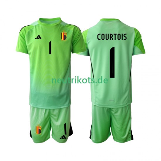 Fußballtrikot Belgien Thibaut Courtoi 1 Torwart Kinder Heim 2025 Kurzarm