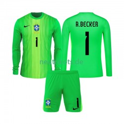Fußballtrikot Brasilien Alisson Becker 1 Torwart Kinder Heim 2026 Langarm
