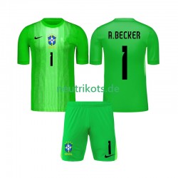 Fußballtrikot Brasilien Alisson Becker 1 Torwart Kinder Heim 2026 Kurzarm