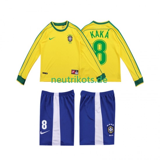 Fußballtrikot Brasilien KAKA 8 1998 Retro Kinder Heim Langarm
