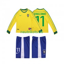 Fußballtrikot Brasilien RONALDINHO 11 1998 Retro Kinder Heim Langarm