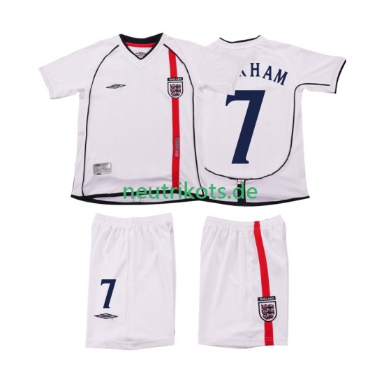 Fußballtrikot England BECKHAM 7 2002 Retro Kinder Heim Kurzarm