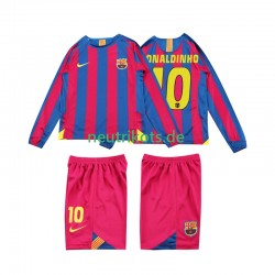 Fußballtrikot FC Barcelona RONALDINHO 10 2005 Retro Kinder Heim 2006 Langarm