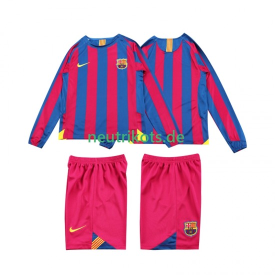 Fußballtrikot FC Barcelona 2005 Retro Kinder Heim 2006 Langarm