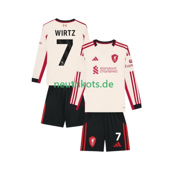 Fußballtrikot Liverpool Florian Wirtz 7 Kinder Auswärts 2025-2026 Langarm