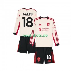 Fußballtrikot Liverpool Gakpo 18 Kinder Auswärts 2025-2026 Langarm