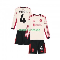 Fußballtrikot Liverpool Virgil van Dijk 4 Kinder Auswärts 2025-2026 Langarm