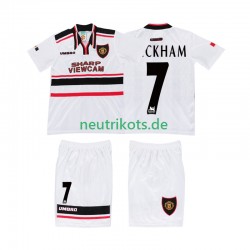 Fußballtrikot Manchester United BECKHAM 7 1998 Retro Kinder Auswärts Kurzarm