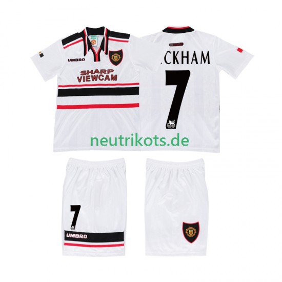 Fußballtrikot Manchester United BECKHAM 7 1998 Retro Kinder Auswärts Kurzarm