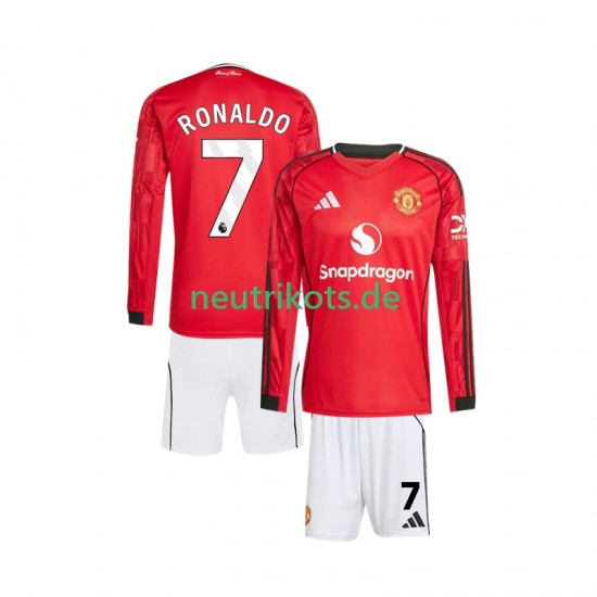 Fußballtrikot Manchester United Cristiano Ronaldo 7 Kinder Heim 2025-2026 Langarm