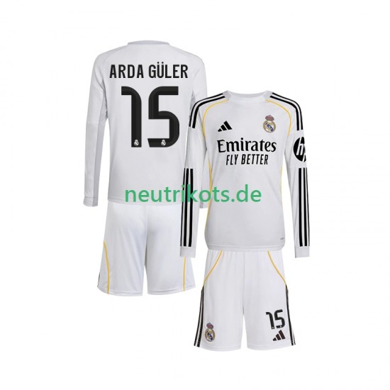 Fußballtrikot Real Madrid Arda Guler 15 Kinder Heim 2025-2026 Langarm