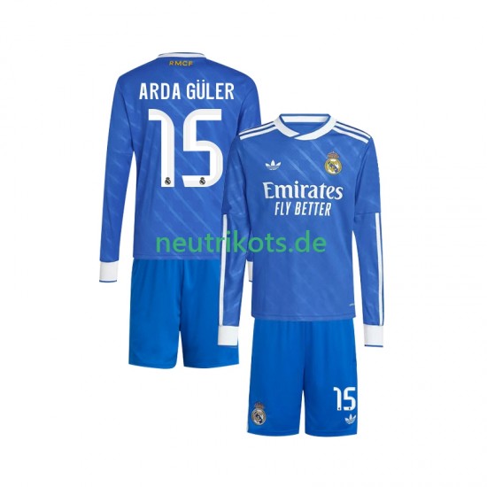 Fußballtrikot Real Madrid Arda Guler 15 Kinder Ausweich 2025-2026 Langarm