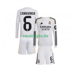 Fußballtrikot Real Madrid Camavinga 6 Kinder Heim 2025-2026 Langarm