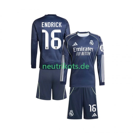 Fußballtrikot Real Madrid Endrick 16 Kinder Auswärts 2025-2026 Langarm