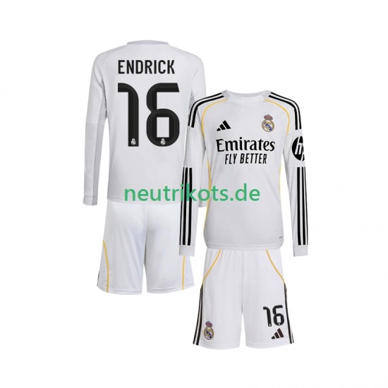Fußballtrikot Real Madrid Endrick 16 Kinder Heim 2025-2026 Langarm