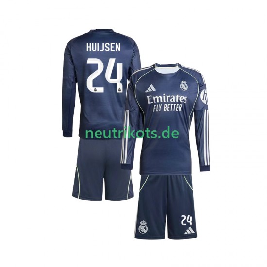 Fußballtrikot Real Madrid Huijsen 24 Kinder Auswärts 2025-2026 Langarm