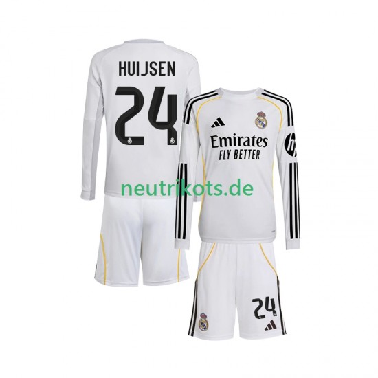 Fußballtrikot Real Madrid Huijsen 24 Kinder Heim 2025-2026 Langarm
