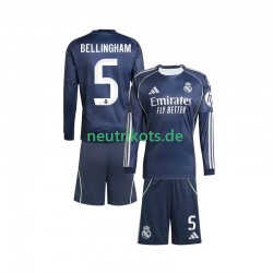 Fußballtrikot Real Madrid Jude Bellingham 5 Kinder Auswärts 2025-2026 Langarm