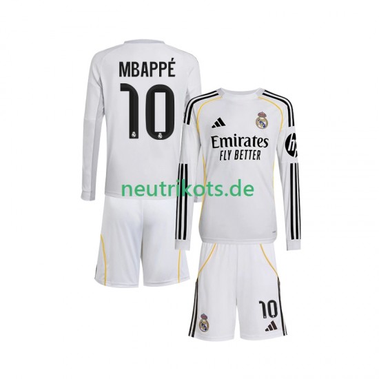 Fußballtrikot Real Madrid Mbappé Kylian 10 Kinder Heim 2025-2026 Langarm