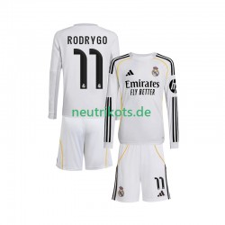 Fußballtrikot Real Madrid Rodrygo 11 Kinder Heim 2025-2026 Langarm