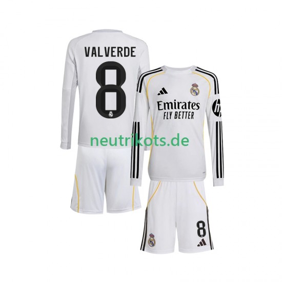 Fußballtrikot Real Madrid Valverde 8 Kinder Heim 2025-2026 Langarm