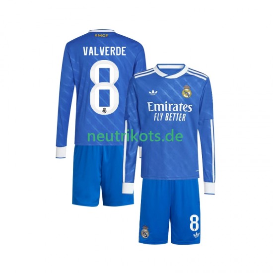 Fußballtrikot Real Madrid Valverde 8 Kinder Ausweich 2025-2026 Langarm