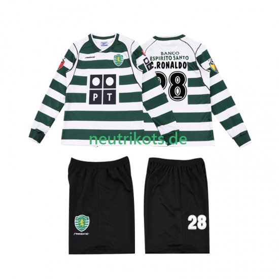 Fußballtrikot Sporting CP Cristiano Ronaldo 28 2001 2003 Retro Kinder Heim Langarm