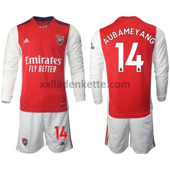 Fußballtrikot Arsenal Aubameyang 14 Kinder Heim 2021-2022 Langarm