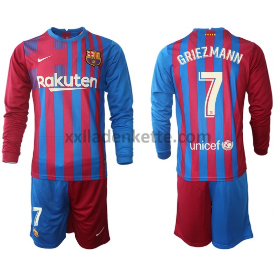 Fußballtrikot FC Barcelona Antoine Griezmann 7 Kinder Heim 2021-2022 Langarm