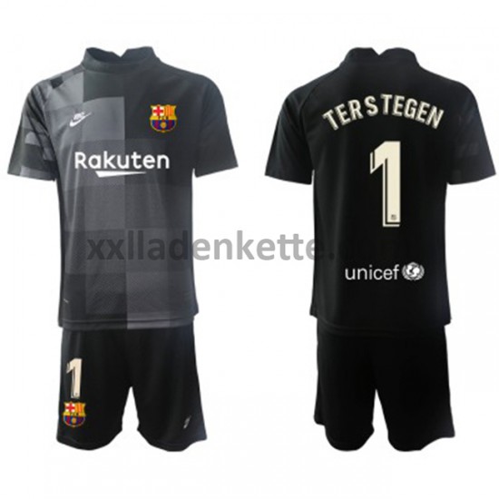 Fußballtrikot FC Barcelona Torwart Ter Stegen 1 Kinder Auswärts 2021-2022 Kurzarm