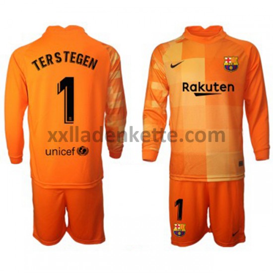 Fußballtrikot FC Barcelona Torwart Ter Stegen 1 Kinder Heim 2021-2022 Langarm