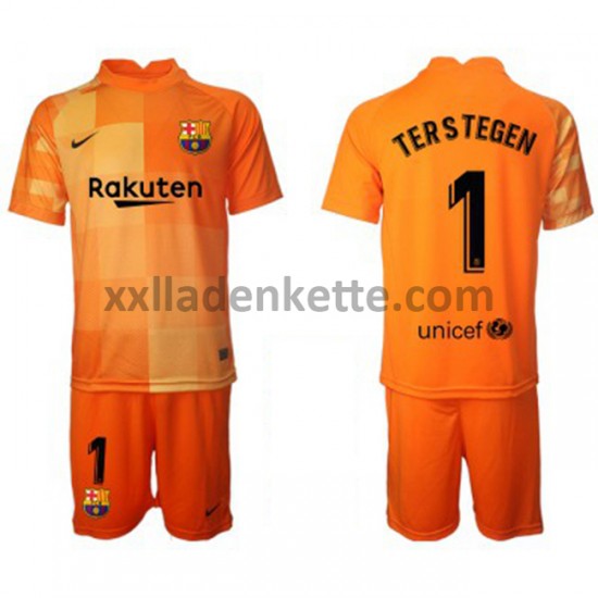 Fußballtrikot FC Barcelona Torwart Ter Stegen 1 Kinder Heim 2021-2022 Kurzarm