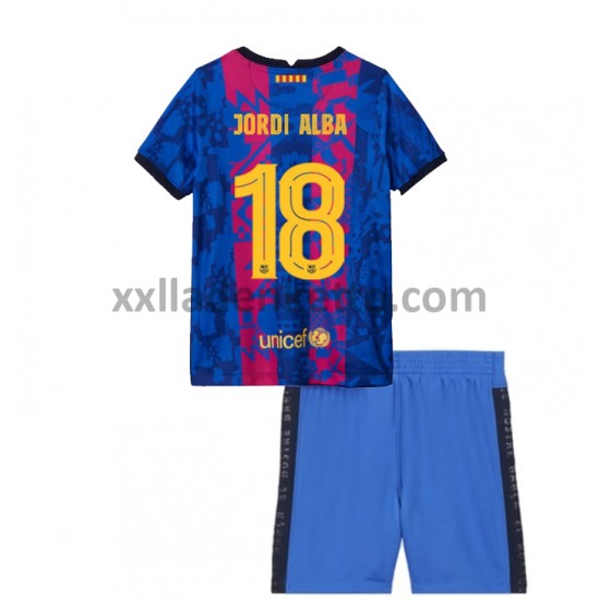 Fußballtrikot FC Barcelona Jordi Alba 18 Kinder Ausweich 2021-2022 Kurzarm