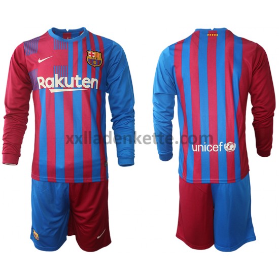 Fußballtrikot FC Barcelona Kinder Heim 2021-2022 Langarm