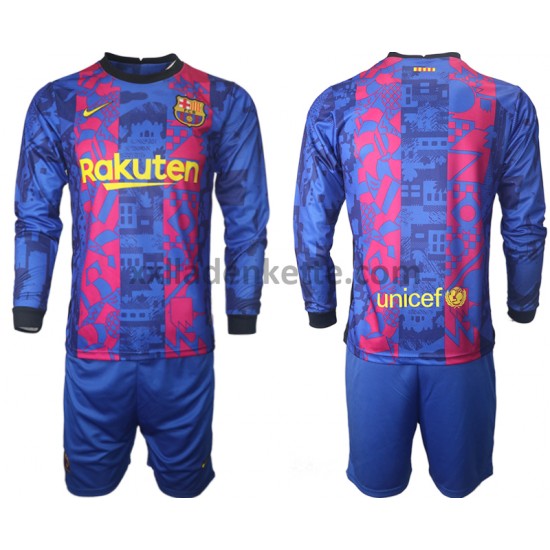 Fußballtrikot FC Barcelona Kinder Ausweich 2021-2022 Langarm